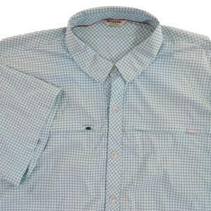 Simms Fishing Shirt Performance Cooling Plaid Blue Nylon Blend Men 3XL